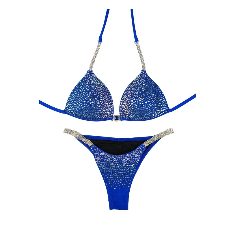 New, never worn crystal fitness competition bikini suit- Brilliant blue