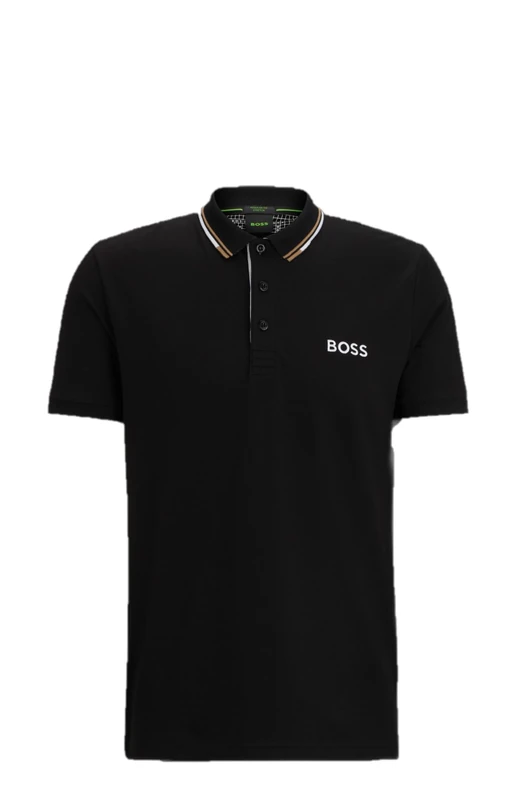 BOSS Men's Paddy Pro Stretch Pique Polo Shirt, Black Cloud, XL