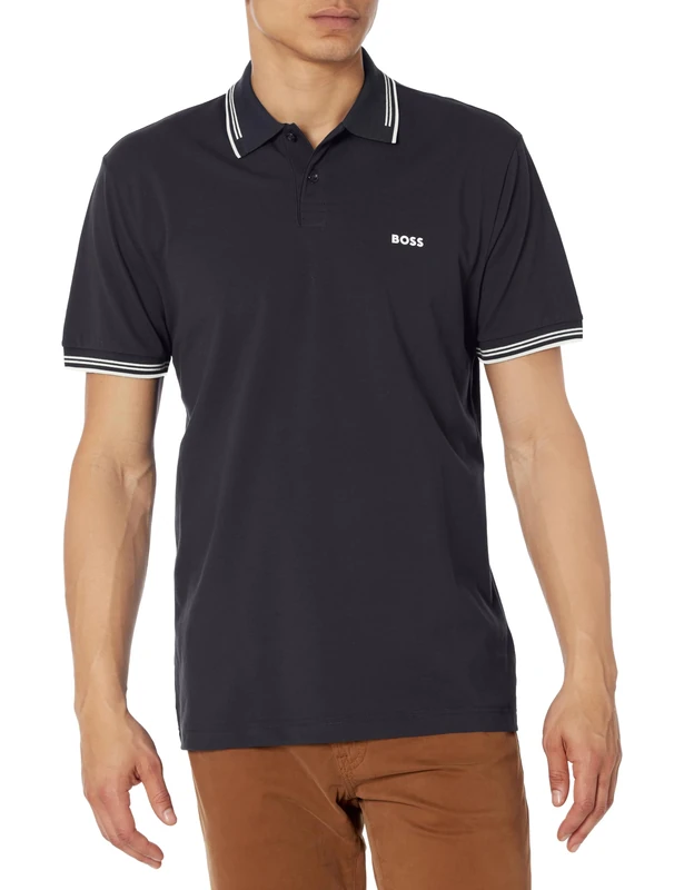 BOSS Men's Paul Modern Essential Polo Shirt, Crisp Navy, Large