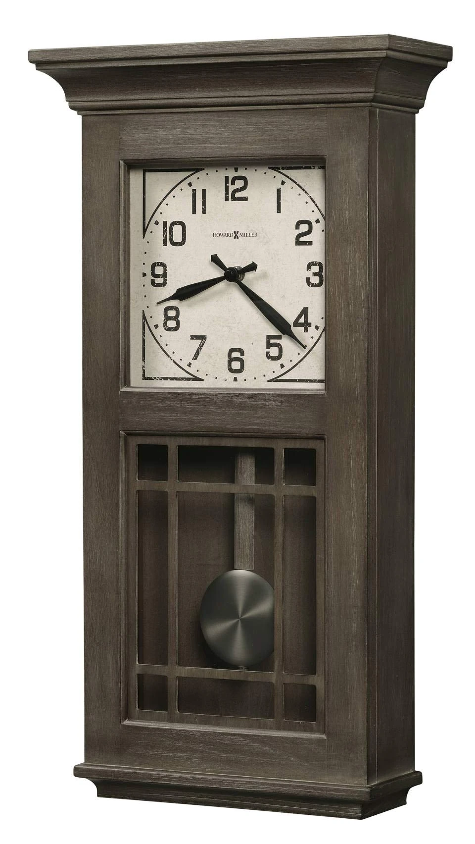 Howard Miller Sanborn Wall Clock II 549-517 – Aged Boyne Falls Finish, Natural Reclaimed Wood Design, Vintage Home Decor, Quartz Single-Chime Movement, Automatic Nighttime Chime Shut-Off