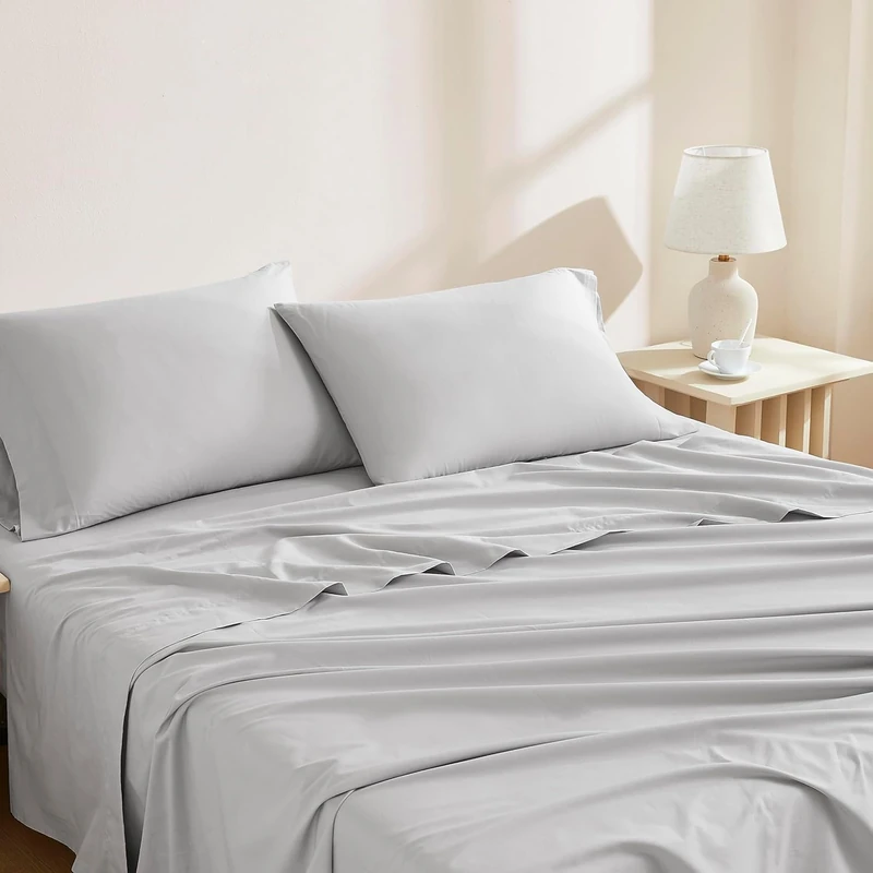 Linen Closet Organic Cotton Light Grey King Sheet Set