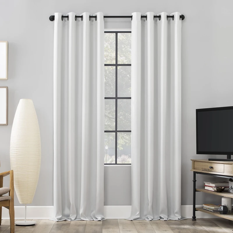 Sun Zero Nordic 2-Pack Theater Grade Noise Reducing Extreme 100% Blackout Grommet Curtain Panel Pair, 52" x 54, Pearl Off-White