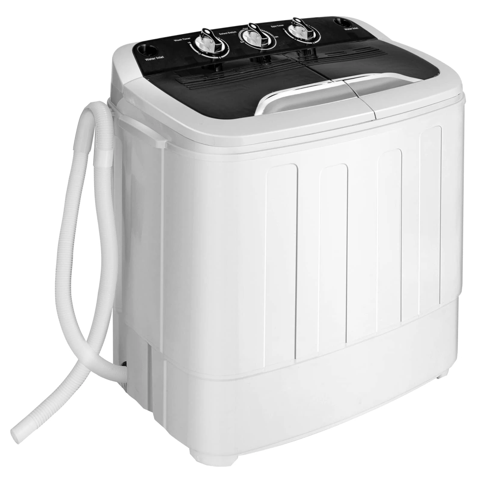 TANGZON 2-in-1 Portable Washing Machine, Fully Automatic Mini Washer Spin Dryer with 6 Modes, 3 Water Levels & Drain Pump, Compact Laundry Machine for Camping Dorm Apartment College Room (Twin Tub)