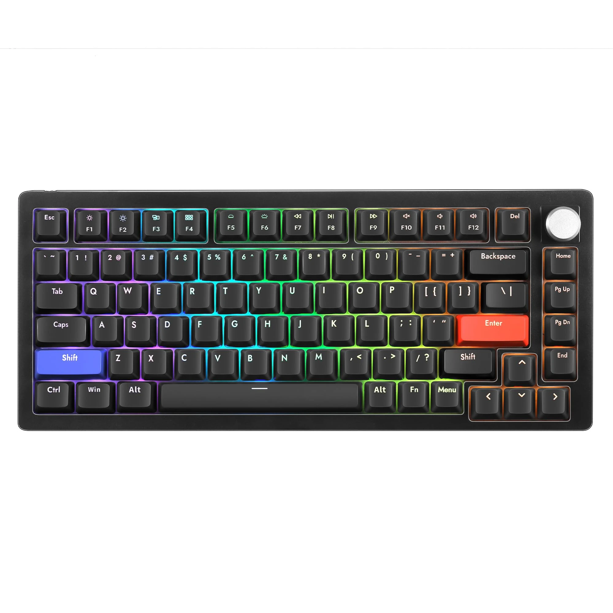 DrunkDeer A75 Rapid Trigger Mechanical Keyboard TKL Hyper Fast Magnetic Switch RGB Wired USB 75% Compact 82 Keys with Knob, Black