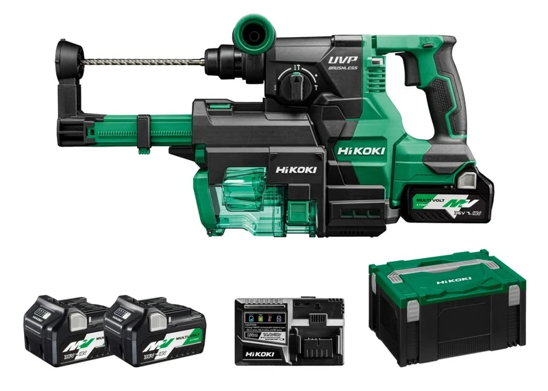 HIKOKI Akku Bohr- und Meißelhammer DH3628DAWEZ, (36V, (2,5 Ah), Volllastschlagzahl 0-4300 min-1, Schlagenergie 3,2 J) (SDS-Plus) Brushless, im HSC III