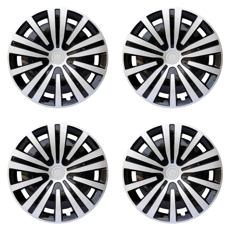 Hubcap Wheel Cover Replacement R14 Hub Caps Universal Wheel Rim Cover ABS Material Exterior Accessories Snap On Car Truck SUV -Set of 4 (14-Inch, Silver-Black)