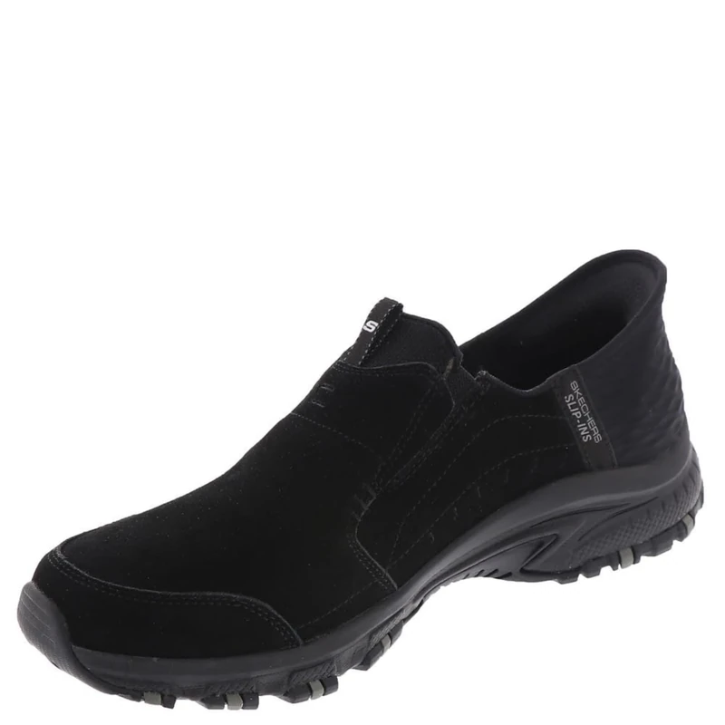 Skechers Women's Hillcrest Sunapee Slip-On Sneakers, Black Suede/Lycra/Trim, 8 UK