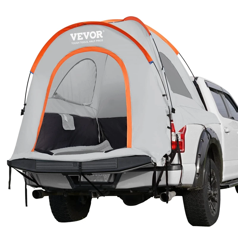 VEVOR 5.5'-6' Pickup Truck Tent with Rainfly and Carry Bag, Waterproof PU2000mm Double Layer, Accommodates 2-3 Person, For Camping & Hiking, Travelling
