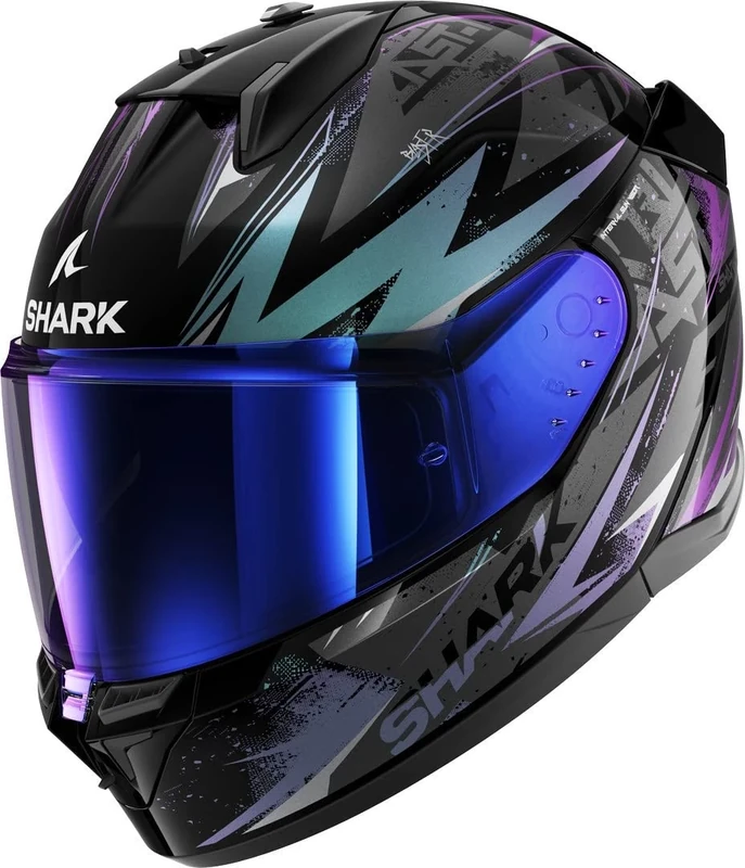 SHARK, Full-Face Motorcycle Helmets D-SKWAL 3 BLAST-R Black Green Glitter KGX, S