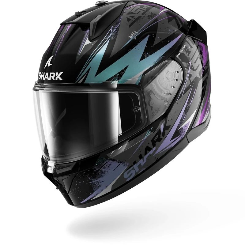 SHARK, Full-Face Motorcycle Helmets D-SKWAL 3 BLAST-R Black Green Glitter KGX, L