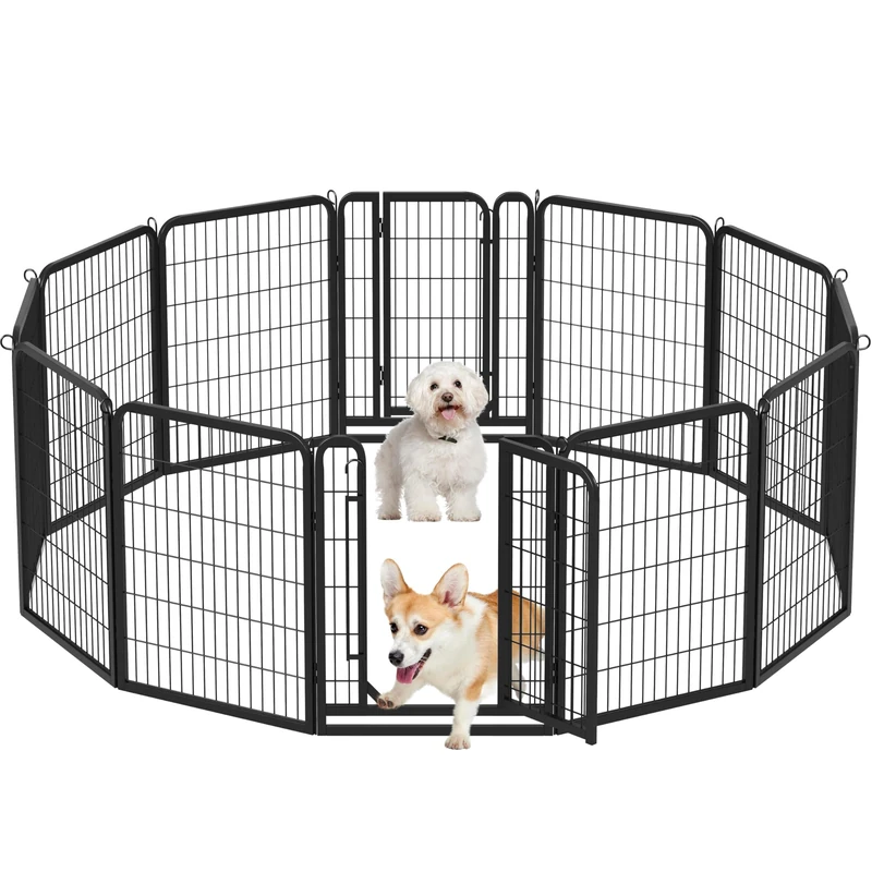 Yaheetech Lightweight Dog Playpen, 12 Panel 80cm Dog Fence Pet Exercise Pen Portable Puppy Play Pen Suitable for RV/Camping