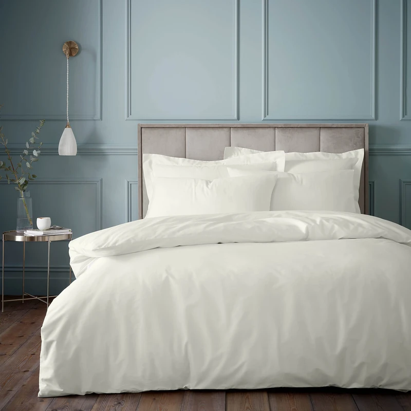 Bianca Fine Linens Bedding 180 Thread Count Egyptian Cotton Super King Duvet Cover Set with Pillowcases Cream