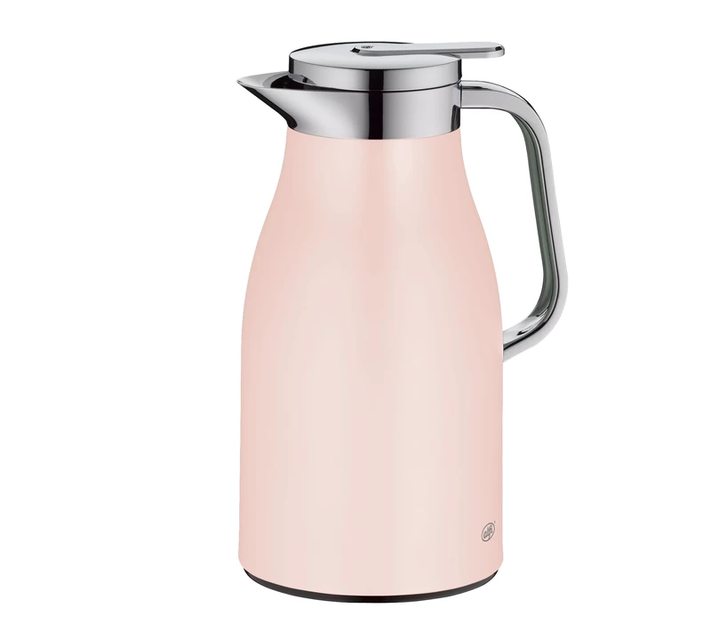 alfi Skyline 1.0 L, Pastel Rose, Stainless Steel Insulated jug with hygienic Tempered Glass Insert, Screw Cap with Comfortable Push Button, Ergonomic Handle, Ideal as a Coffee Pot, teapot, BPA-Free