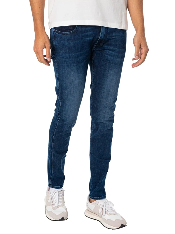 Replay men's jeans with power stretch, blue (Medium Blue 009), 30W / 30L