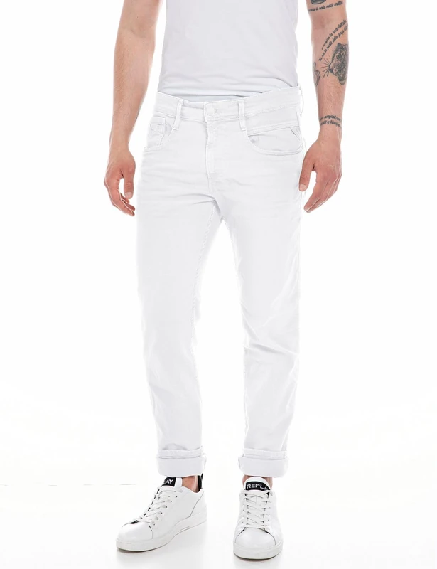 Replay men's jeans with stretch, white (White 001), 27W / 30L