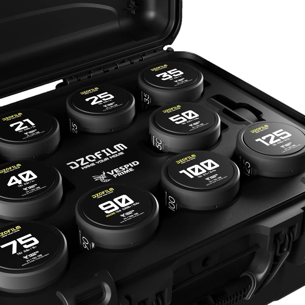 DZOFILM Cine Lens Vespid Prime 10-Lens Kit (16 T2.8 + /21/25/35/40/50/75/100/125 T2.1 + Macro 90 T2.8) metric