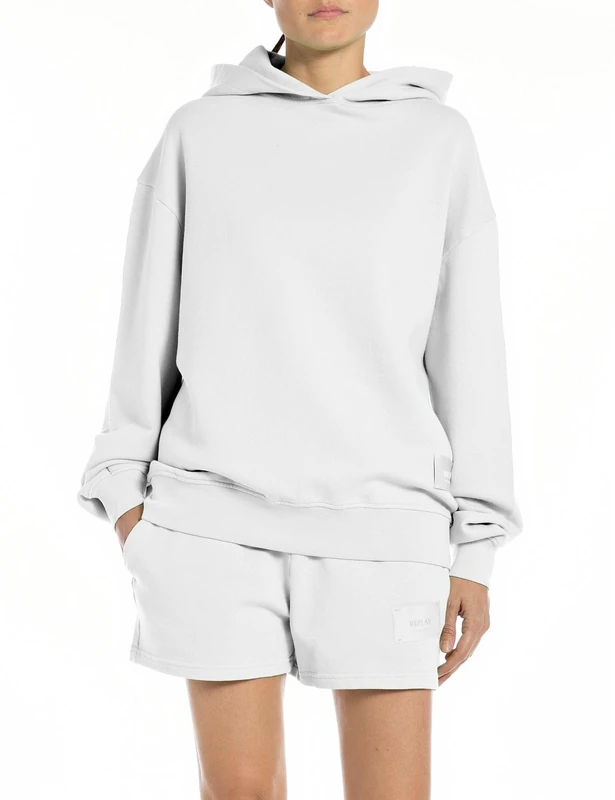 Replay women's cotton hoodie, white (White 001), XXS