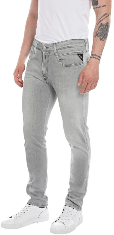 Replay men's jeans with power stretch, gray (Light Gray 095), 33W / 32L