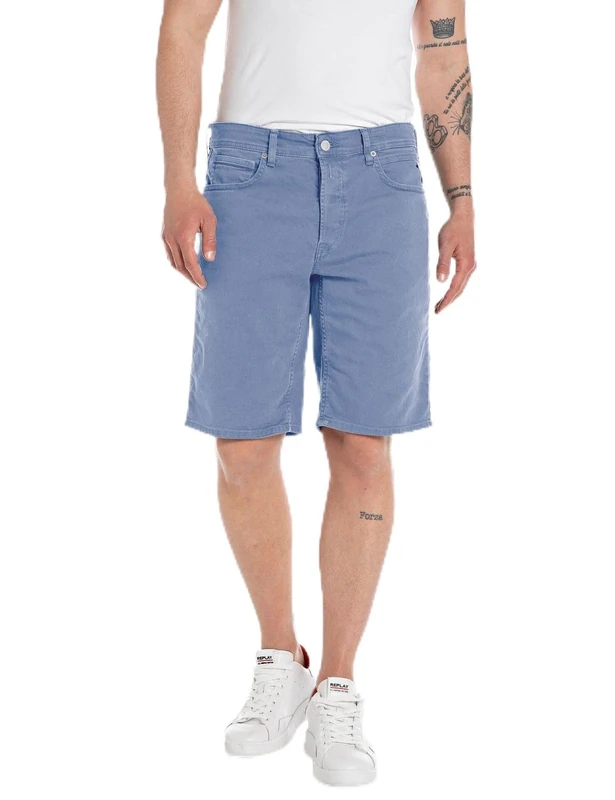 Replay men's jeans shorts with stretch, blue (Blue Denim 277), 29W