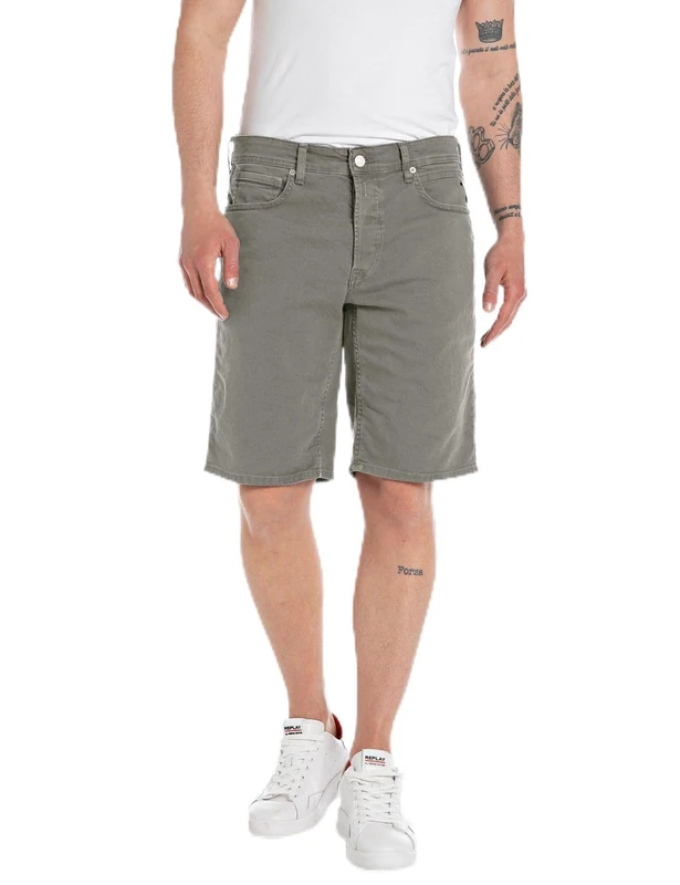 Replay Men's Jeans Shorts with Stretch, Gray (Medium Gray 176), 36