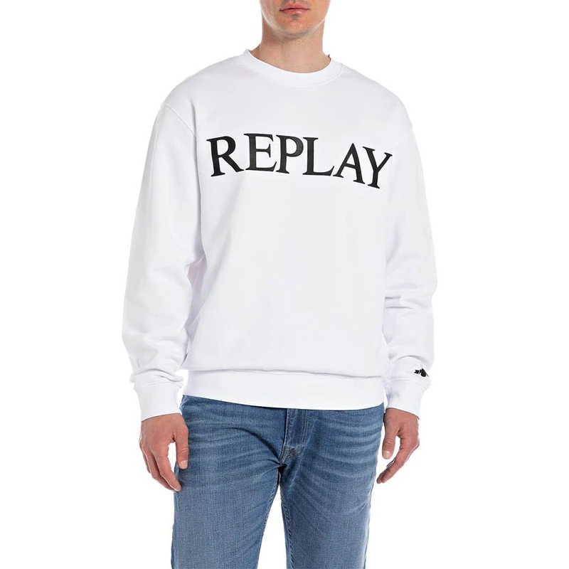 Replay Men's Cotton Sweatshirt, White (White 001), L