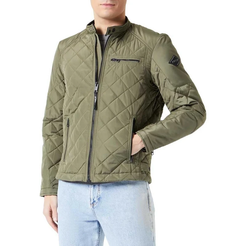 Replay men's quilted transition jacket without hood, green (Light Military 408), XS