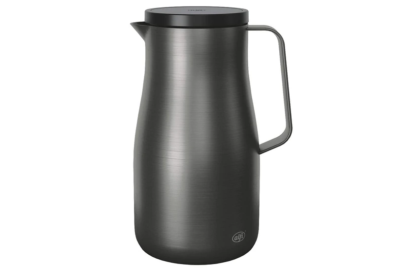 alfi Studio TT 1.0 L, Stainless Steel, Dark Grey, Insulated jug Made of Double-Walled Stainless Steel, matt, Keeps Warm for 12 Hours, Cold for 24 Hours, Screw Cap Opening, Large Thermos Flask,