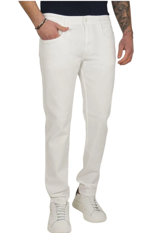 Replay men's jeans with stretch, white (White 001), 33W / 36L