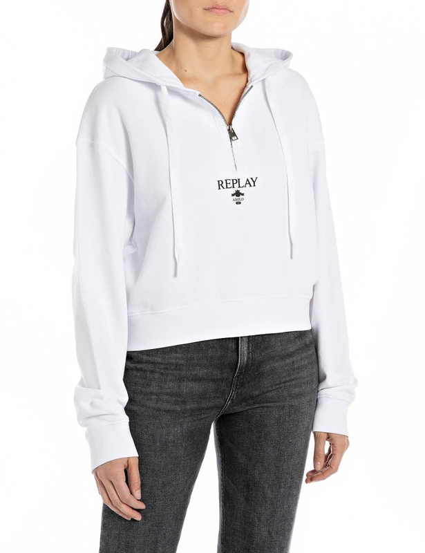 REPLAY Adult W3103A.000.23650P Shrug Sweater, White 001, XXS