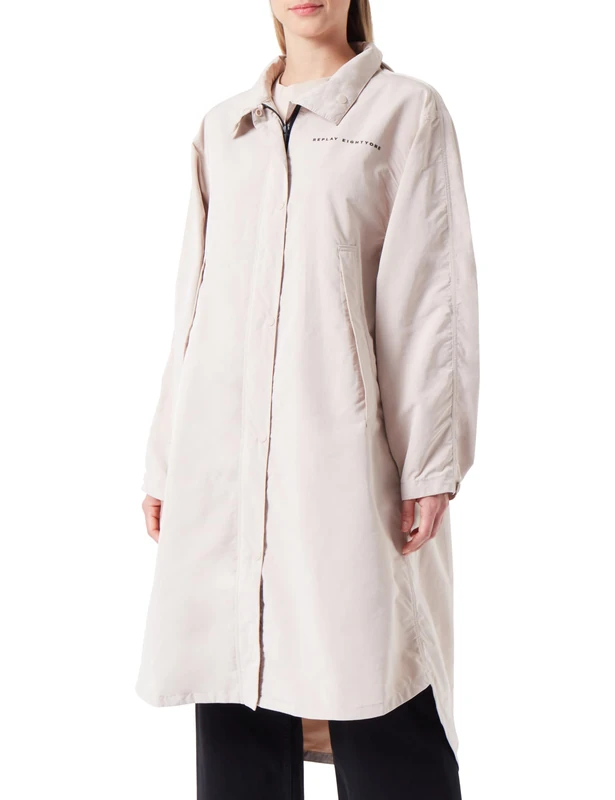 Replay women's parka with button placket, Light Beige 893 (Beige), M