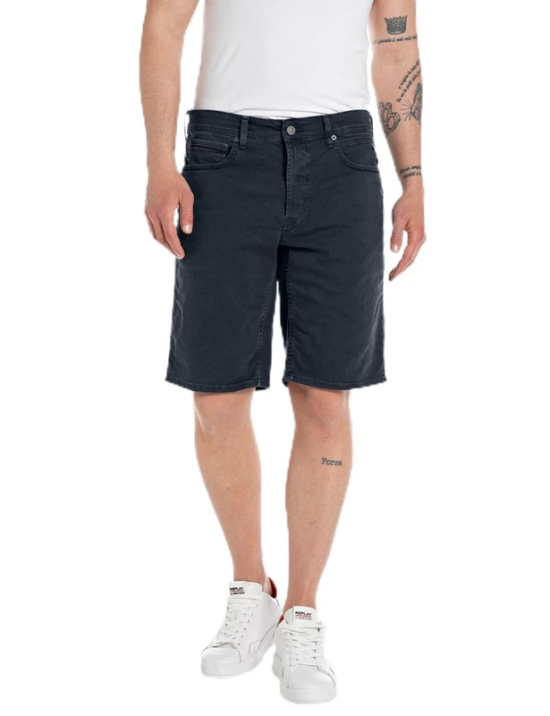 Replay Men's Jeans Shorts with Stretch, Blue (Deep Blue 498), 40