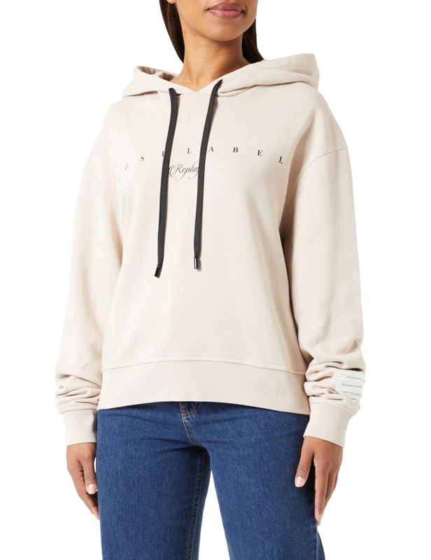 REPLAY Adult W3711M.000.21842 Hooded Sweatshirt, Light Beige 893, S