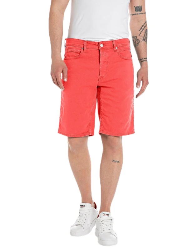 Replay Men's Jeans Shorts with Stretch, Red (Pale Red 064), 34