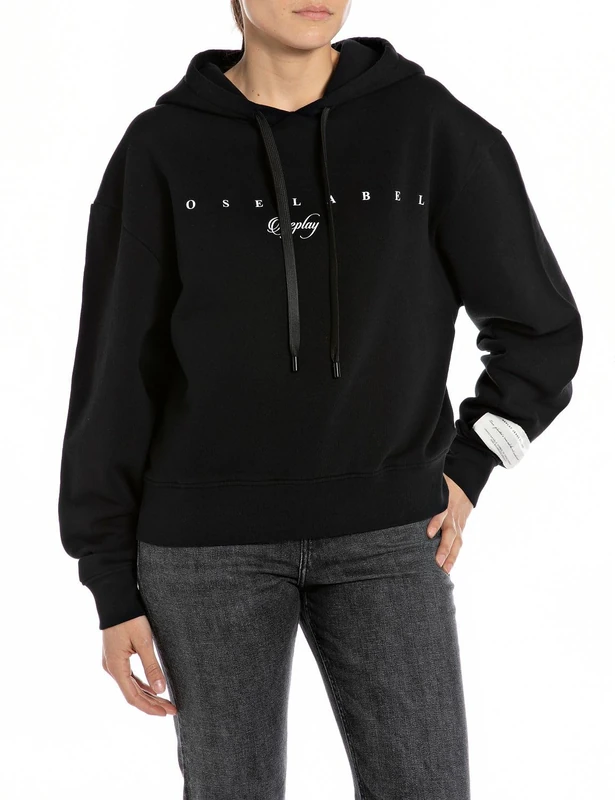 REPLAY women's cotton hoodie, Black 098 (Black), M