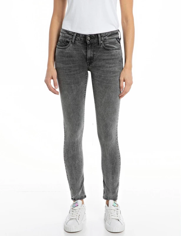 Replay women's Hyperflex jeans with stretch, gray (Medium Gray 096), 27W / 32L