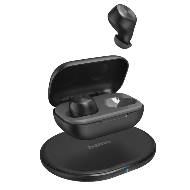 Hama True Wireless In-Ear Headphones (Bluetooth Headphones Music Time 12 Hours Battery, In-Ear Headphones with Wireless Charging and Cordless Charger, Splash-proof IPX4, Ultralight 4 g) Black - Image 1