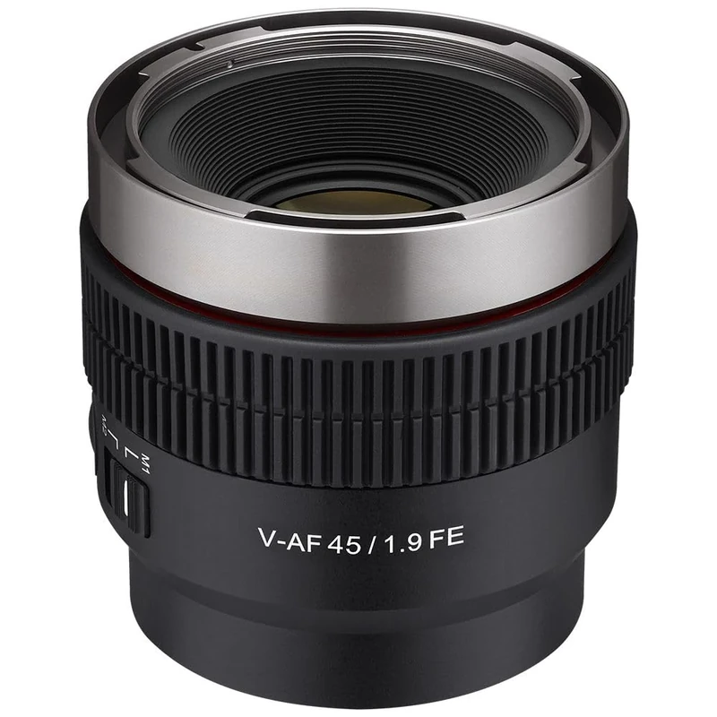 Samyang V-AF 45 mm T1.9 FE for Sony E, Video Lens, Auto Focus Lens, Cine Lens 8K Support, Anamorphic Compatible, Custom Switch and Custom Button