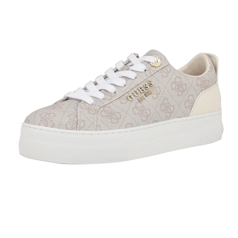 GUESS Women's Genza Sneaker, Dove 150, 4 UK