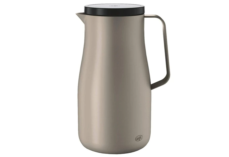 alfi Studio TT 1.0 L, Beige, Insulated Jug Made of Double-Walled Matte Stainless Steel, Keeps Warm for 12 Hours, Cold for 24 Hours, Screw Cap, Large Opening, Thermos Flask, Dishwasher Safe,