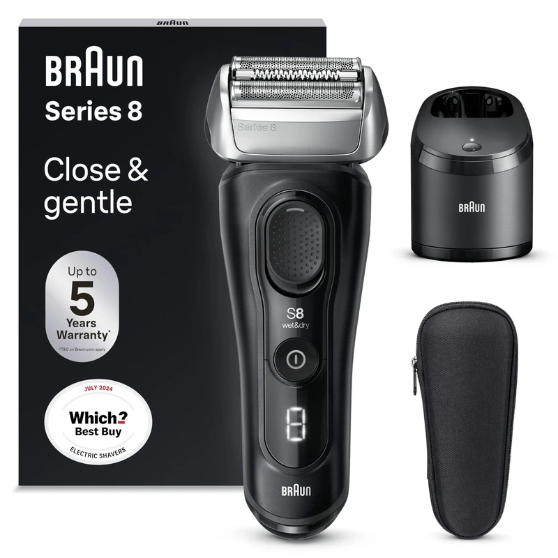Braun Series 8 Electric Shaver, Men's Foil Shaver with SmartCare Center, Wet & Dry Electric Razor, Made in Germany, Braun 8560cc, Black