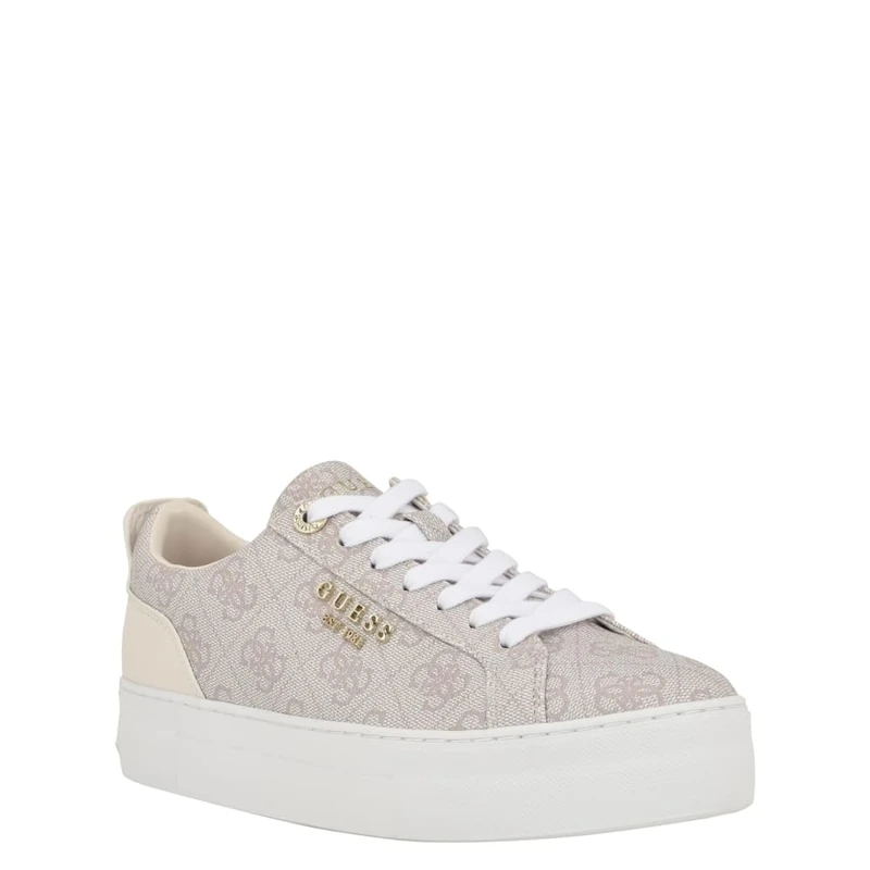 GUESS Women's Genza Sneaker, Dove 150, 8.5 UK