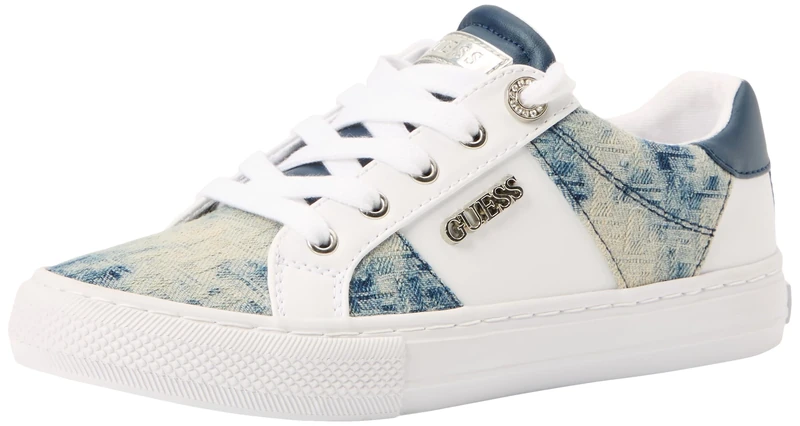 GUESS Women's Loven Sneaker, White/Blue 171, 7 UK