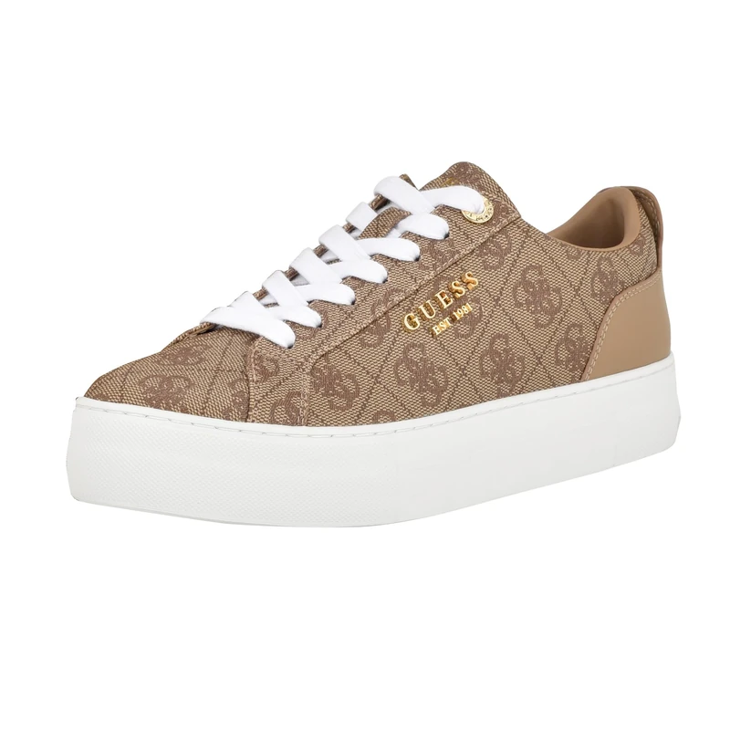 GUESS Women's Genza Sneaker, Latte Multi 110, 6 UK