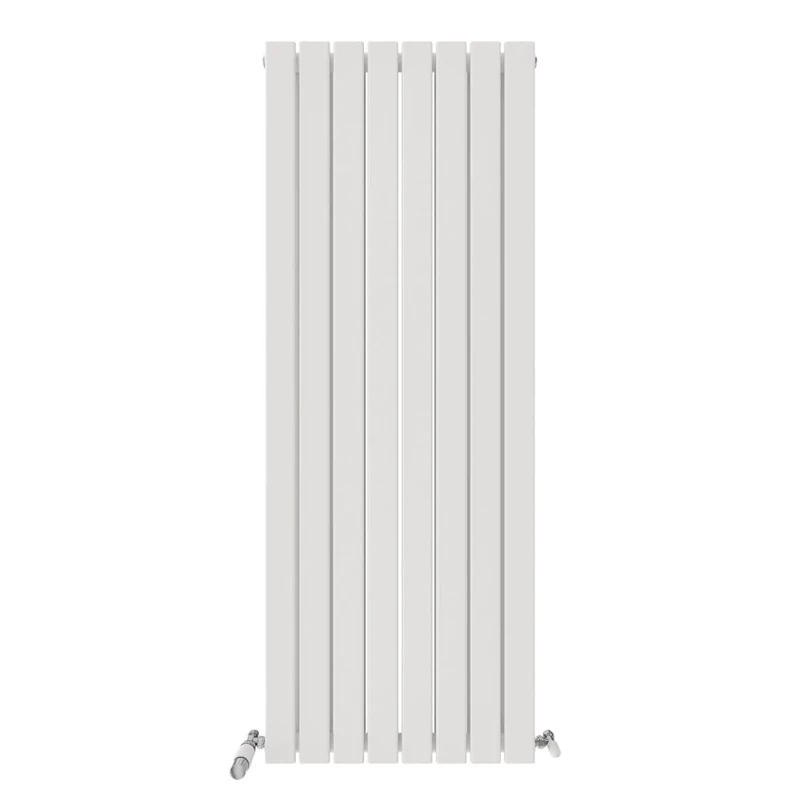 iBathUK Apex Wall Mounted Vertical Double Slim Flat Panel Radiator, 8-Column Steel, Hydronic Central Heating, High Thermal Output, Modern Designer Radiator for Bathroom in Matt White, 1600x608 mm