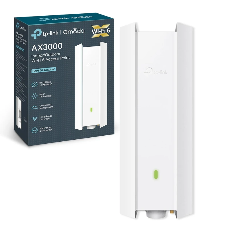 TP-Link Wireless Wi-Fi 6 Dual-Band Gigabit Access Point | Mesh Ture AX3000 | Supports 802.3at PoE+ and Passive PoE | Seamless Roaming | Outdoor Bridge Long Range Indoor | Weatherproof (EAP650-Outdoor)