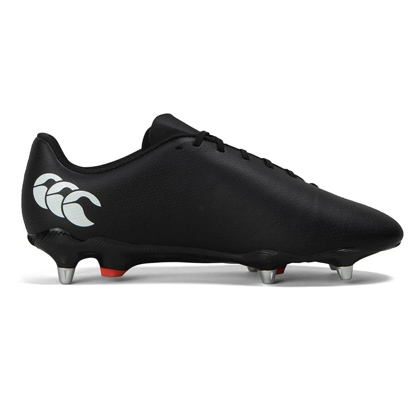 Canterbury Adult Unisex Speed Raze Soft Ground Rugby Boots | Faster Acceleration | Lightweight Precision Soft Ground Rugby Boots, Black/White, 8.5
