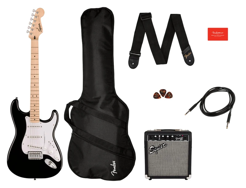Squier by Fender Sonic Stratocaster Electric Guitar Starter Pack, Black