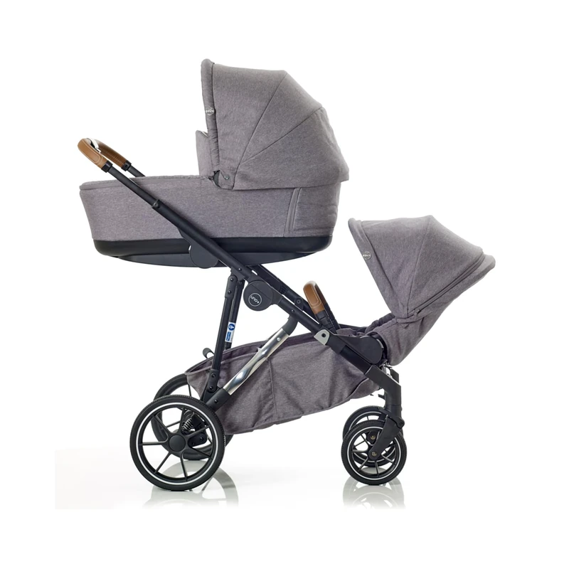 Mee-go UNO+ 2-in-1 Pushchair & Carrycot, Single to Double Convertible Stroller, All-Terrain Wheels, Compact Fold, Newborn Carrycot & Reversible Toddler Seat, with Raincover, Insect Net & Cup Holder