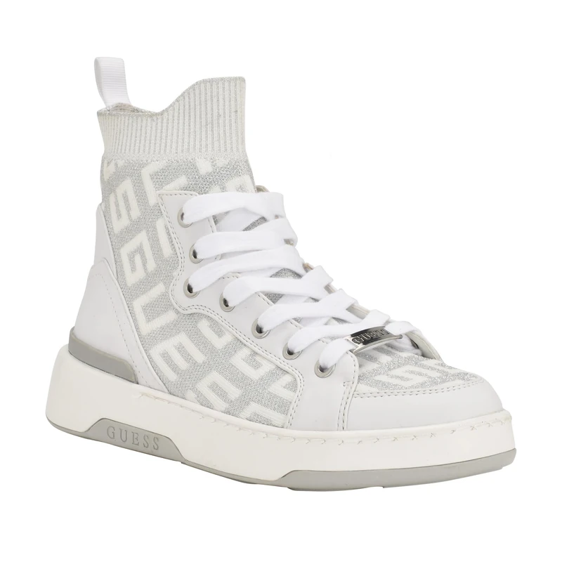 GUESS Women's Mannen Sneaker, White 140, 5 UK