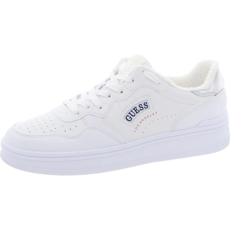 Guess Women's Sybela Sneaker, White/Silver 143, 8.5 UK